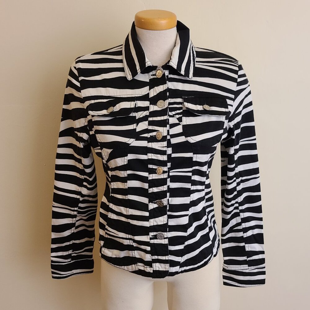 Live a Little Lightweight Black & White Striped Jacket